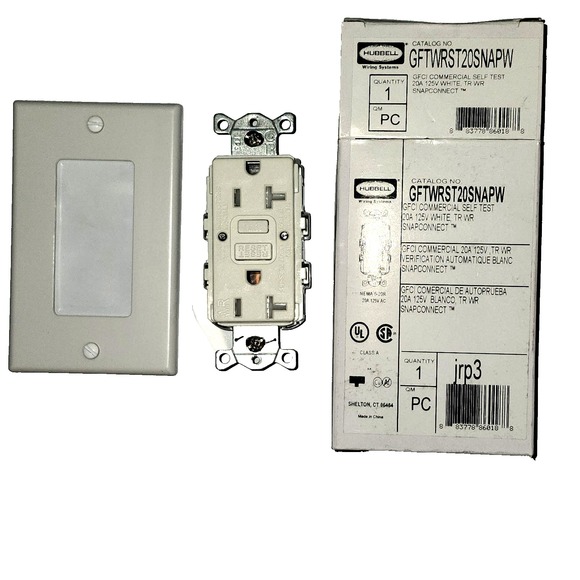 HUBBELL Other - HUBBELL GFWRST20W GFCI Rceptcle,Commer.,Wht,20A,1 HP 45UF59